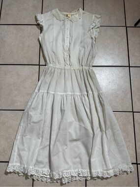 Rags by kressandra vintage Delicate Lace-Trim Midi Dress - white